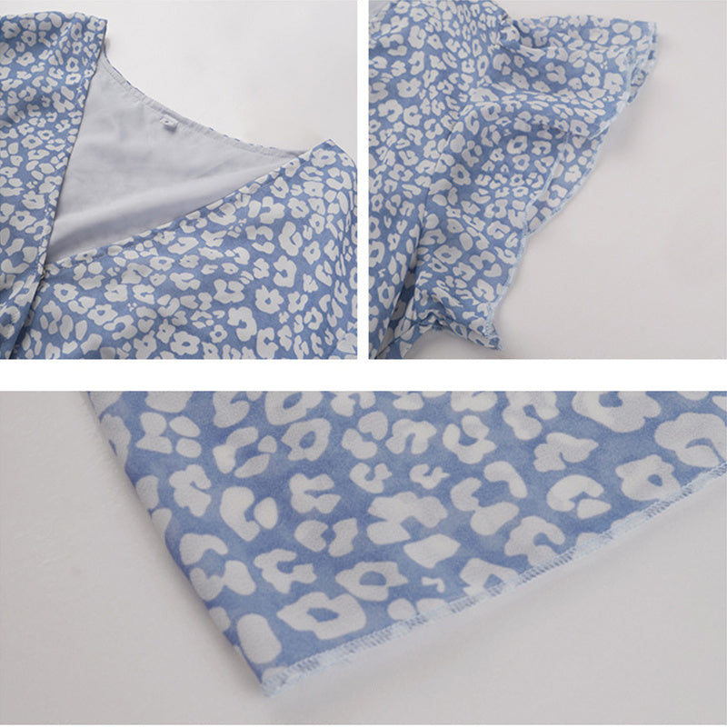 Boho Floral Maxi Dress – Ruffle Sleeve, V-Neck, High Waist, Belted Style