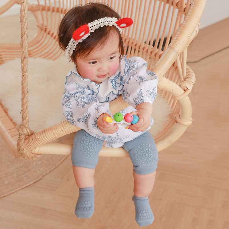 Breathable Baby Knee Pads for Crawling & Walking – Summer Cotton Anti-Slip Elbow & Knee Pads for Toddlers (Unisex, Short Drum)