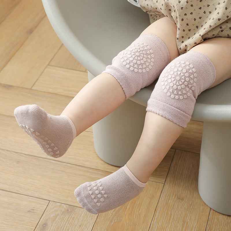 Children’s Knee Pad Terry Floor Socks Set – Breathable Non-Slip Protection for Crawling Toddlers (0–3Y, Combed Cotton, 6 Colors)