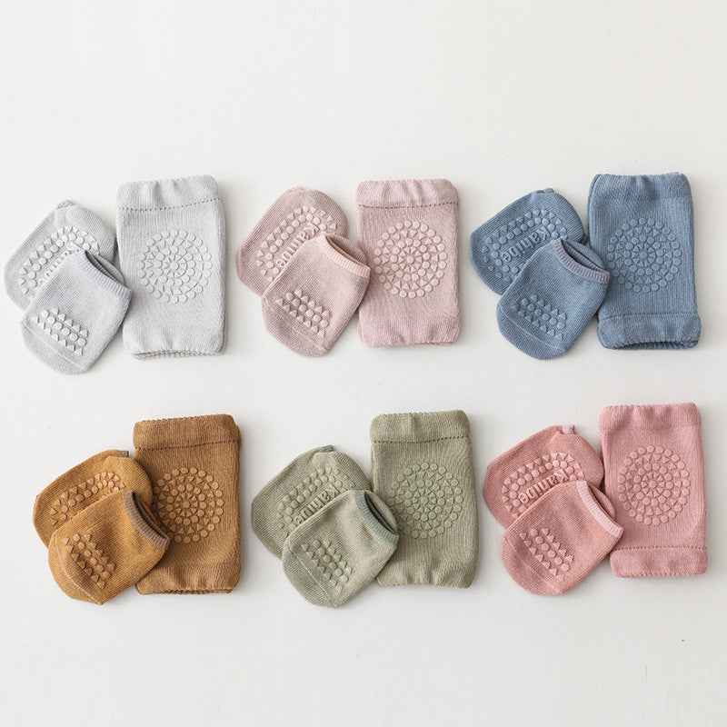 Children’s Knee Pad Terry Floor Socks Set – Breathable Non-Slip Protection for Crawling Toddlers (0–3Y, Combed Cotton, 6 Colors)