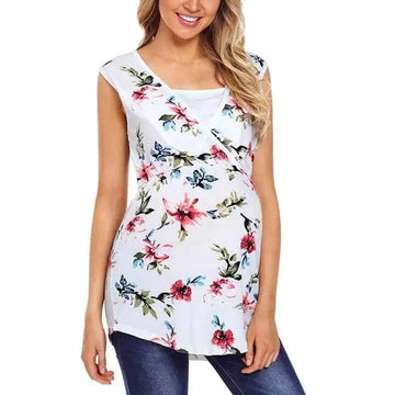 Floral Printed Maternity Vest for Pregnant Women – Soft Cotton Pregnancy Top for Comfort & Style