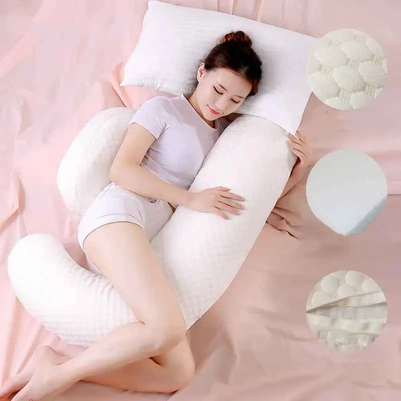 Multifunctional Side Sleeping Pillow for Pregnant Women – Full Body Maternity Support with Feather Velvet Fill