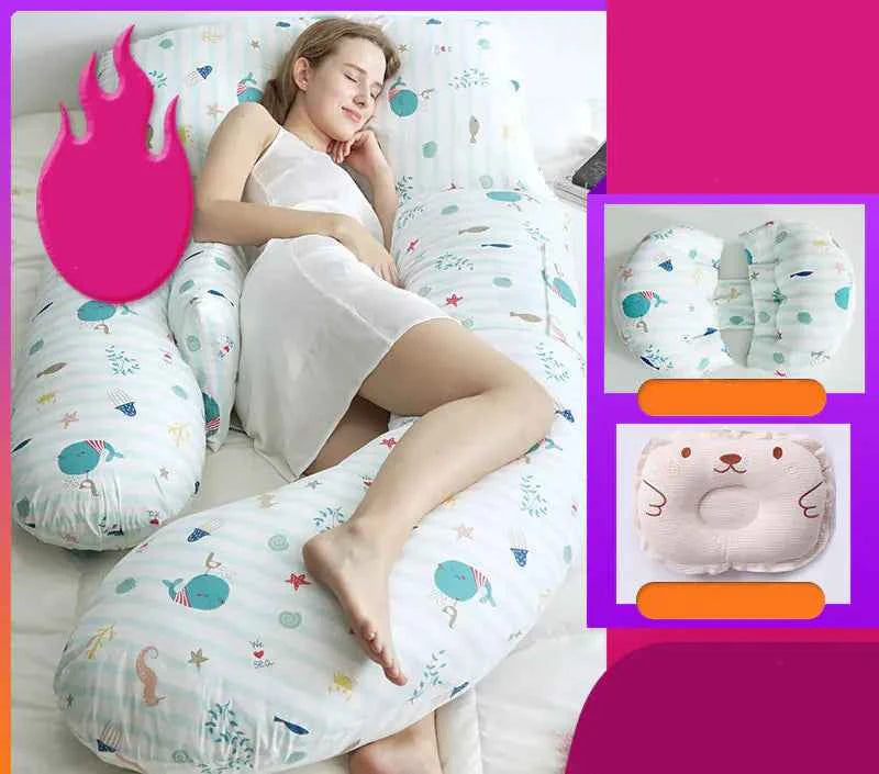 Pregnant Woman’s Sleeping Waist Support Pillow – U-Shaped Folding Maternity Abdomen & Back Support, Lightweight & Stylish