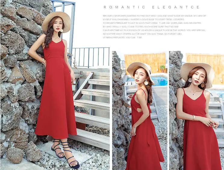 Slimming Sling Dress - Elegant Long Strap Dress - Baby Time Now