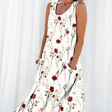 White dress with floral pattern on a white background