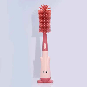 Silicone Bottle Cleaning Brush β Long Handle Rotating Design for Baby Bottles, Nipples & Lids | Scratch-Free, BPA-Free, 3 Colors