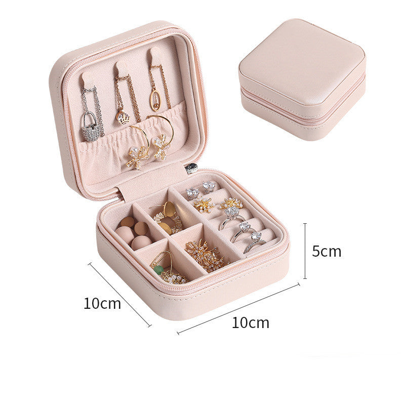 BTN Portable PU Leather Jewelry Box – Single-Layer Travel Organizer for Rings & Earrings - Baby Time Now