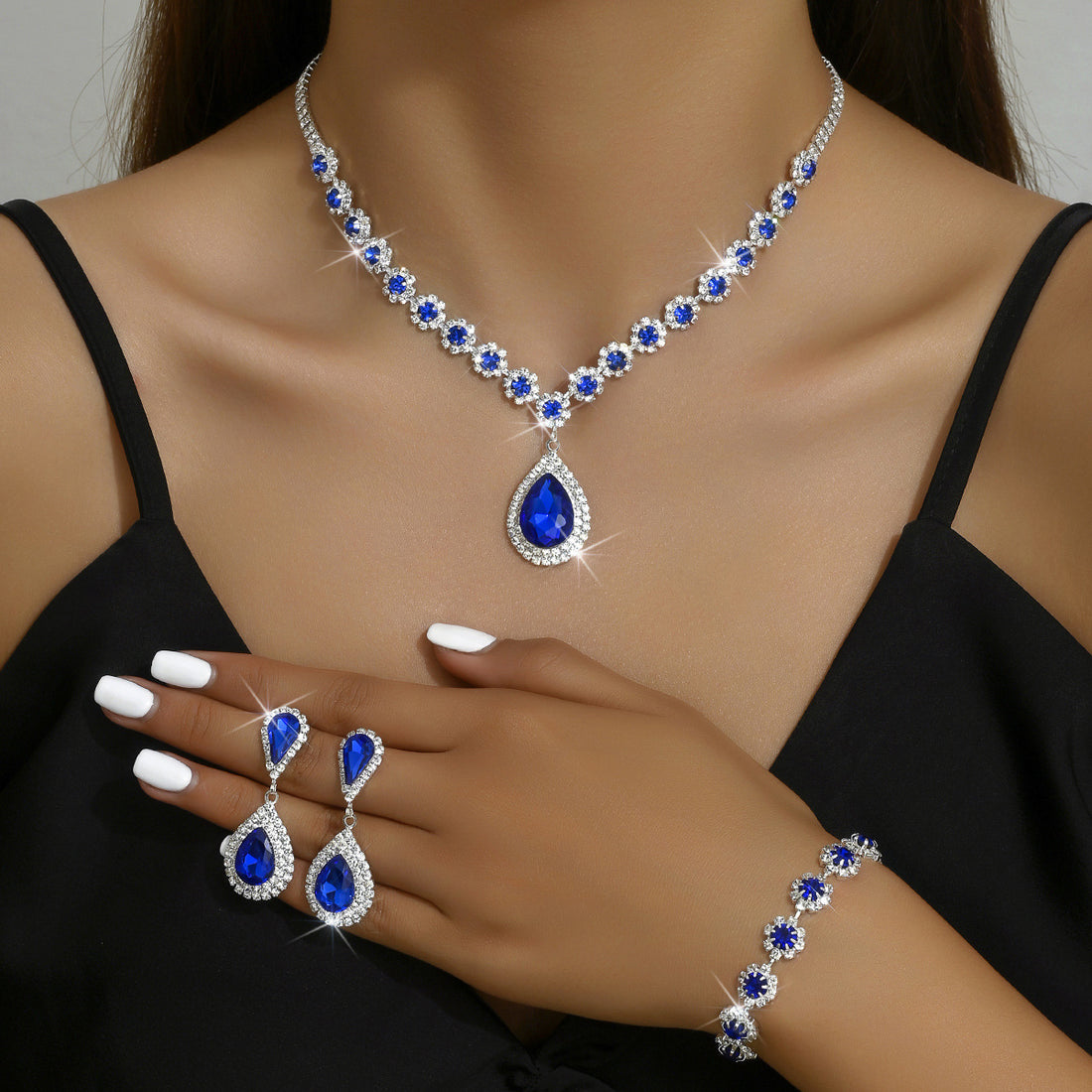 BTN Bridal Jewelry Set – Necklace, Earrings & Bracelet | Wedding & Party Jewelry - Baby Time Now