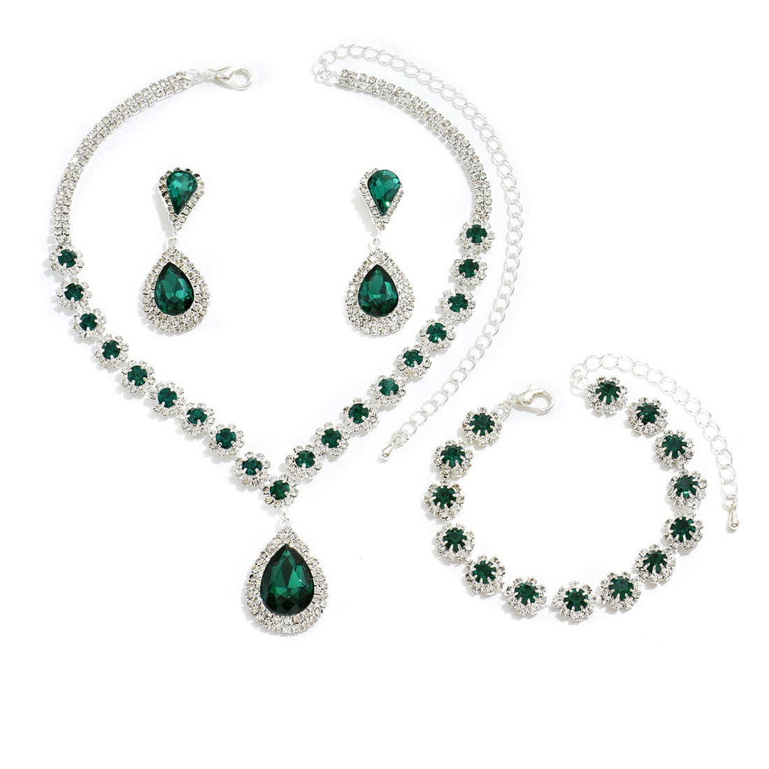 BTN Bridal Jewelry Set – Necklace, Earrings & Bracelet | Wedding & Party Jewelry - Baby Time Now