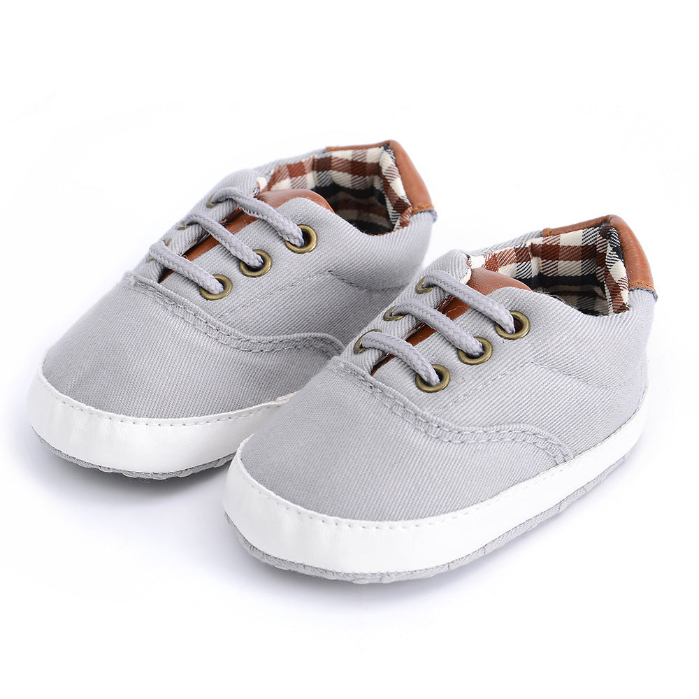 Solid color casual lace soft bottom baby canvas shoes baby shoes toddler shoes - Baby Time Now