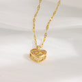 BTN Double-Layer Love Necklace – Rhinestone Titanium Steel Heart Pendant for Women - Baby Time Now