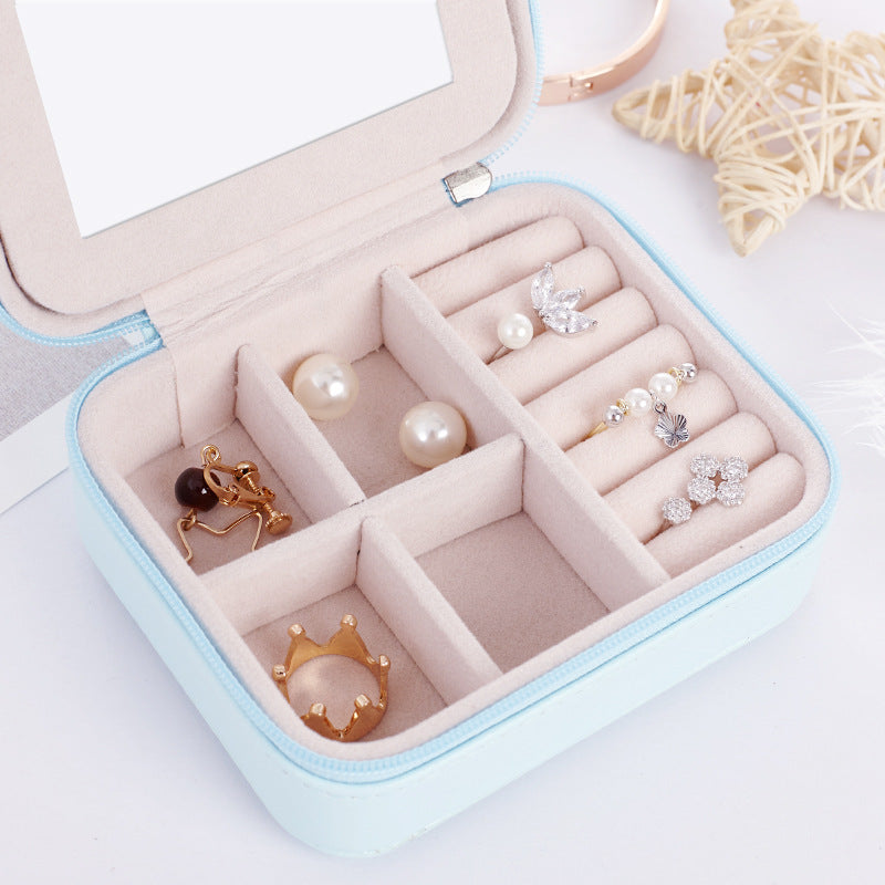 BTN Women’s Mini Jewelry Box – Travel Organizer for Earrings, Rings & Makeup – Portable Zipper Case - Baby Time Now