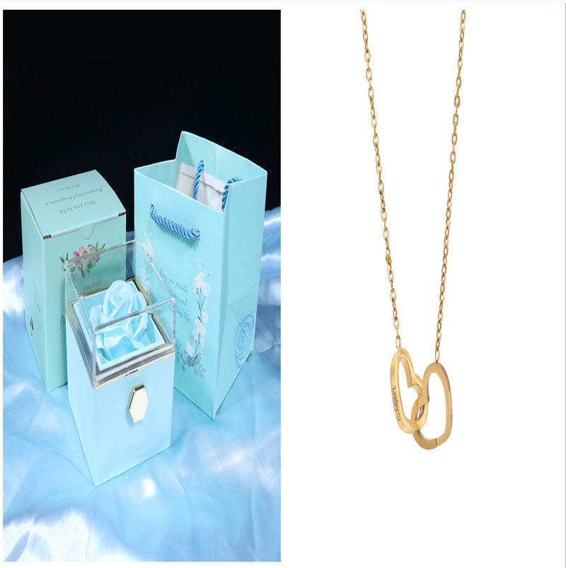 BTN Rotating Rose Jewelry Gift Box – Preserved Flower & Drawer for Rings & Earrings - Baby Time Now