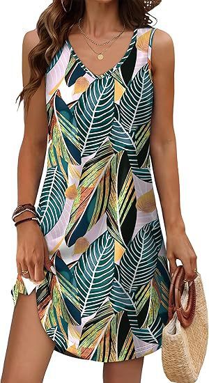 BTN Summer V-Neck Floral Dress – Loose Fit A-Line Style for Women (S–XXL) - Baby Time Now