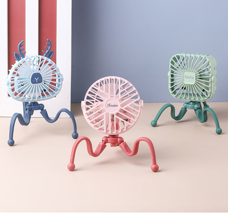 BTN Stroller Fan – Portable USB Baby Fan with Clip, LED Light & 3 Speeds - Baby Time Now