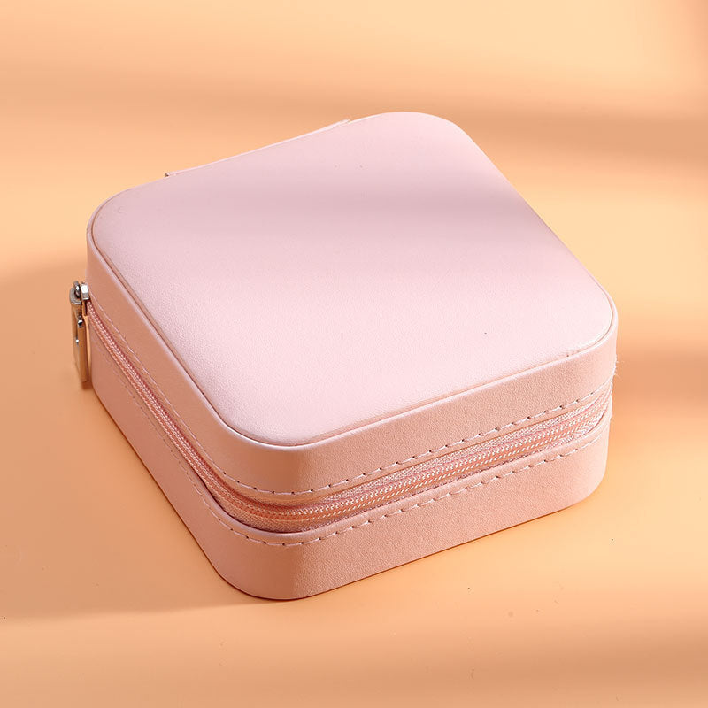 BTN Portable PU Leather Jewelry Box – Single-Layer Travel Organizer for Rings & Earrings - Baby Time Now