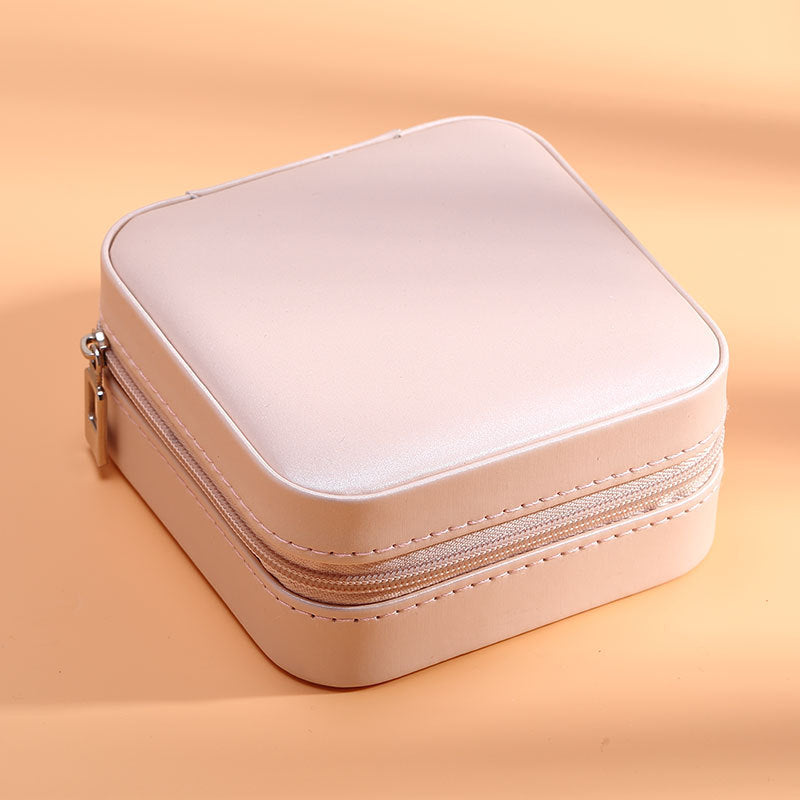 BTN Portable PU Leather Jewelry Box – Single-Layer Travel Organizer for Rings & Earrings - Baby Time Now