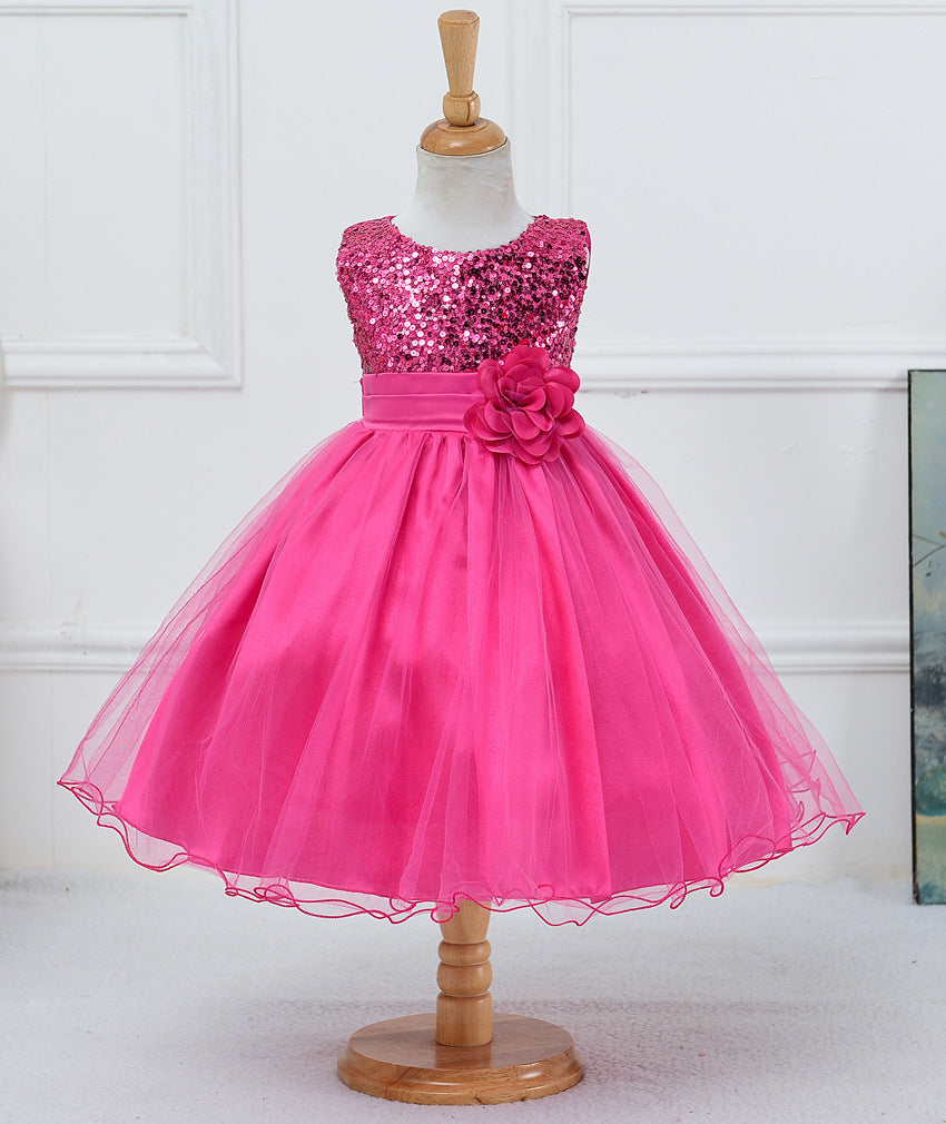 BTN Baby Sequin Princess Dress – Flower Girl, Wedding & Party Dress in 10 Colors - Baby Time Now