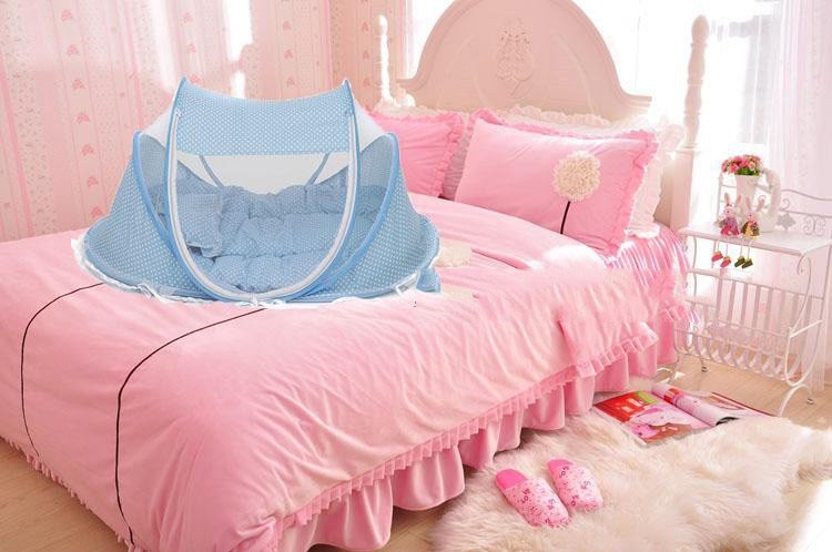BTN Foldable Baby Bed Net with Pillow – Portable 2 Piece Set for Infant Comfort - Baby Time Now