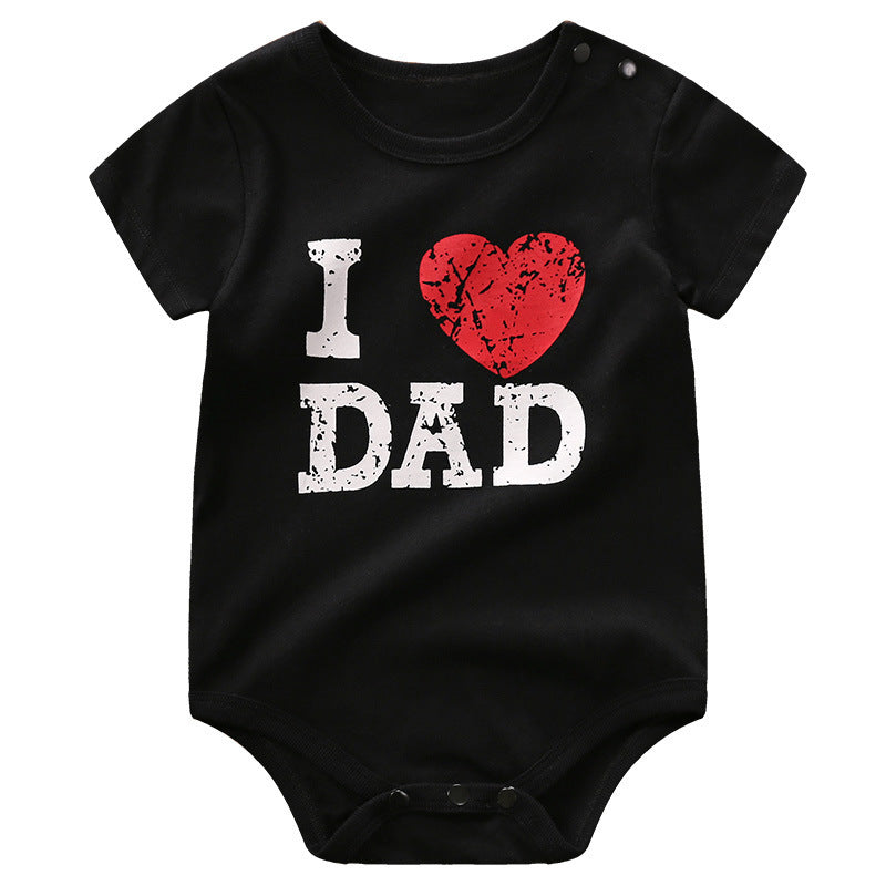 BTN Short Sleeve Baby Romper – Cotton Pullover Bodysuit for Boys & Girls | Love Mom/Daddy - Baby Time Now