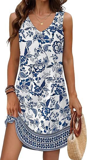 BTN Summer V-Neck Floral Dress – Loose Fit A-Line Style for Women (S–XXL) - Baby Time Now