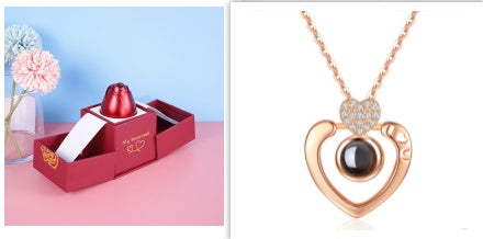 BTN Metal Rose Jewelry Gift Box with Crystal Necklace – Valentine’s & Wedding Gift - Baby Time Now