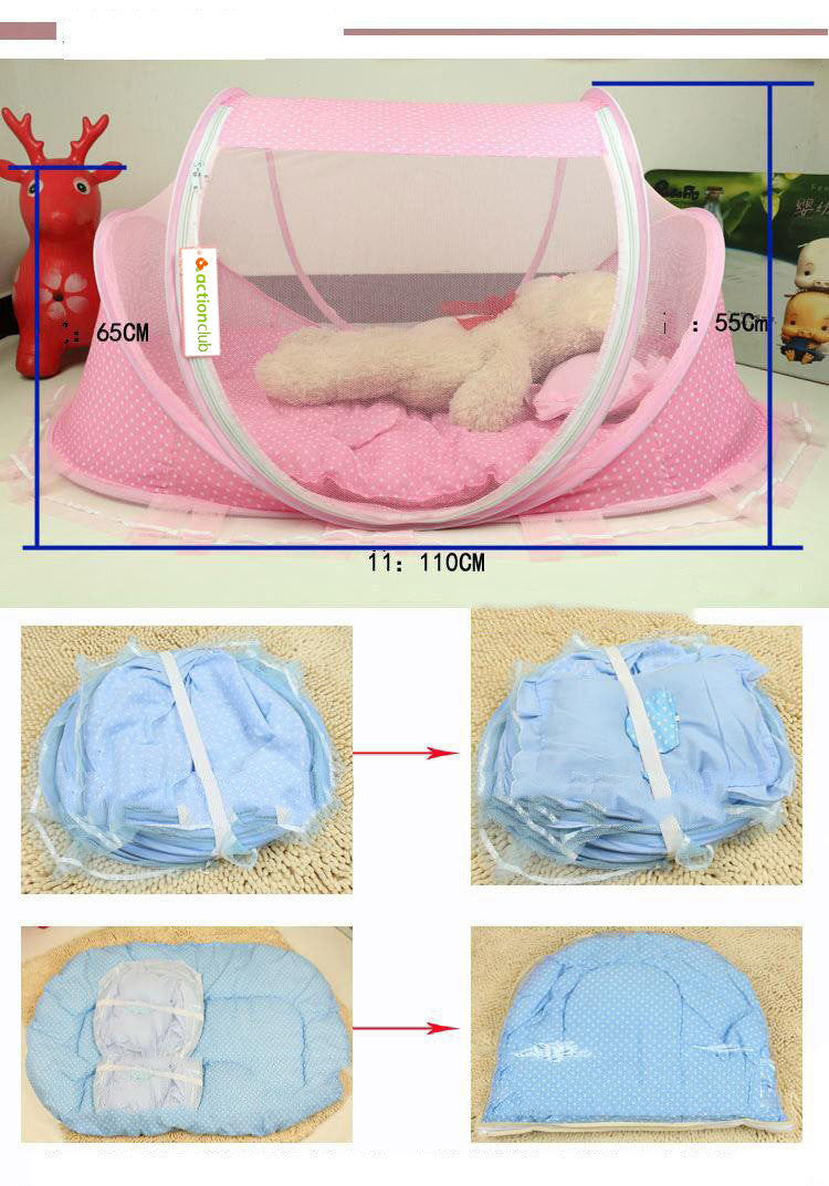 BTN Foldable Baby Bed Net with Pillow – Portable 2 Piece Set for Infant Comfort - Baby Time Now