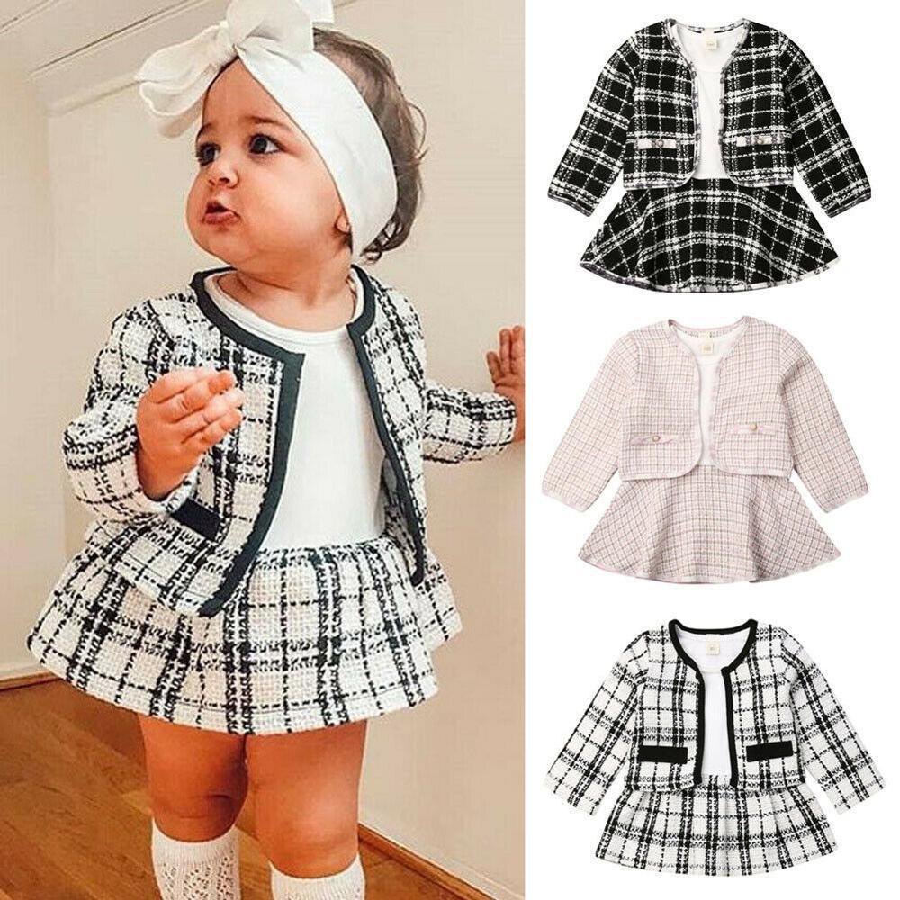 BTN Long-Sleeved Two-Piece Baby Dress Set – Cozy Cotton Blend for Toddlers - Baby Time Now
