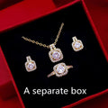 BTN Zircon Gem Jewelry Set – Gold Necklace, Earrings & Ring for Women - Baby Time Now
