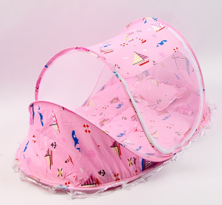 BTN Foldable Baby Bed Net with Pillow – Portable 2 Piece Set for Infant Comfort - Baby Time Now