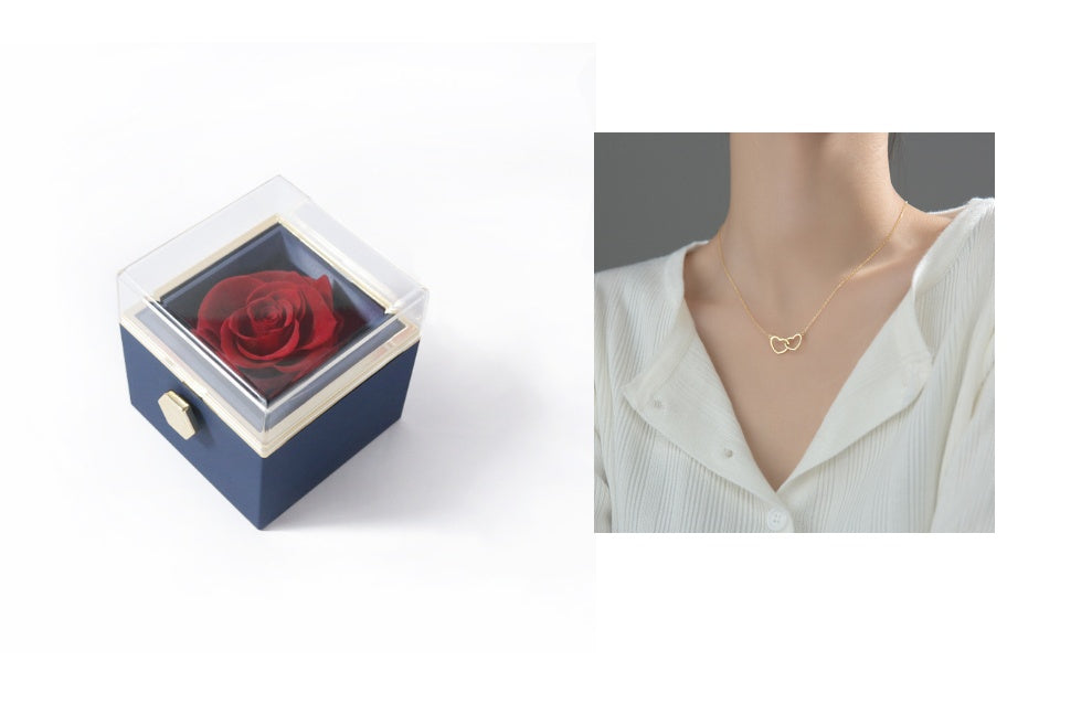BTN Rotating Rose Jewelry Box – Elegant Acrylic Gift Box for Rings & Earrings - Baby Time Now