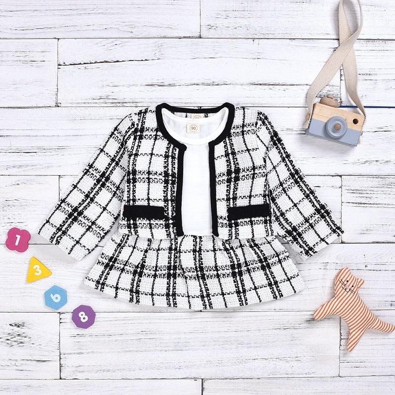 BTN Long-Sleeved Two-Piece Baby Dress Set – Cozy Cotton Blend for Toddlers - Baby Time Now