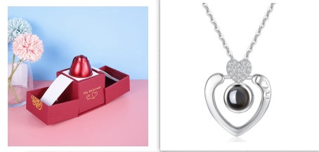 BTN Metal Rose Jewelry Gift Box with Crystal Necklace – Valentine’s & Wedding Gift - Baby Time Now