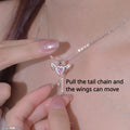 BTN Cupid Heart Angel Wings Necklace – Crystal Pendant with Tassel for Women - Baby Time Now