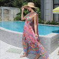 BTN Women’s Floral Large Hem Dress – Elegant Red Maxi Style in Sizes M–XXL - Baby Time Now