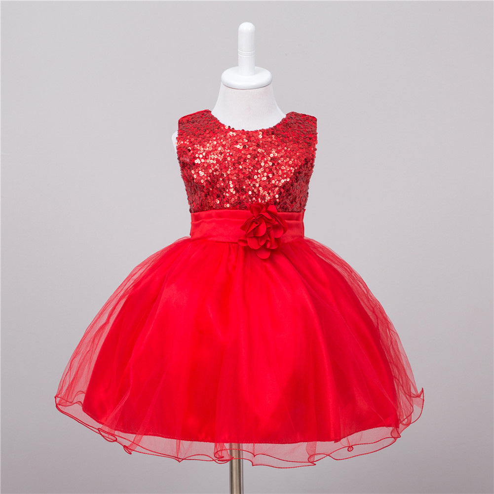 BTN Baby Sequin Princess Dress – Flower Girl, Wedding & Party Dress in 10 Colors - Baby Time Now