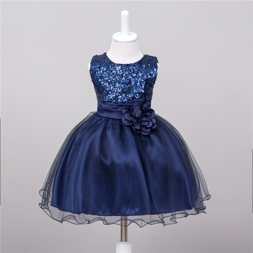 BTN Baby Sequin Princess Dress – Flower Girl, Wedding & Party Dress in 10 Colors - Baby Time Now