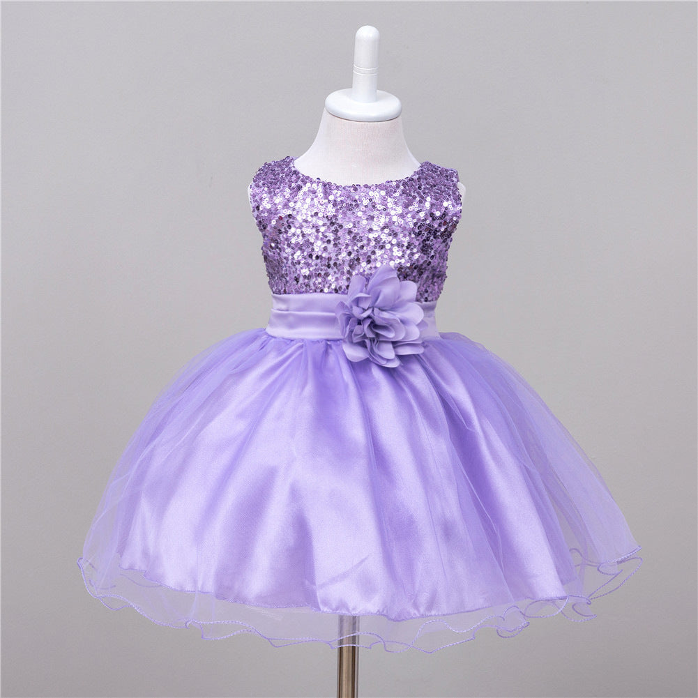 BTN Baby Sequin Princess Dress – Flower Girl, Wedding & Party Dress in 10 Colors - Baby Time Now