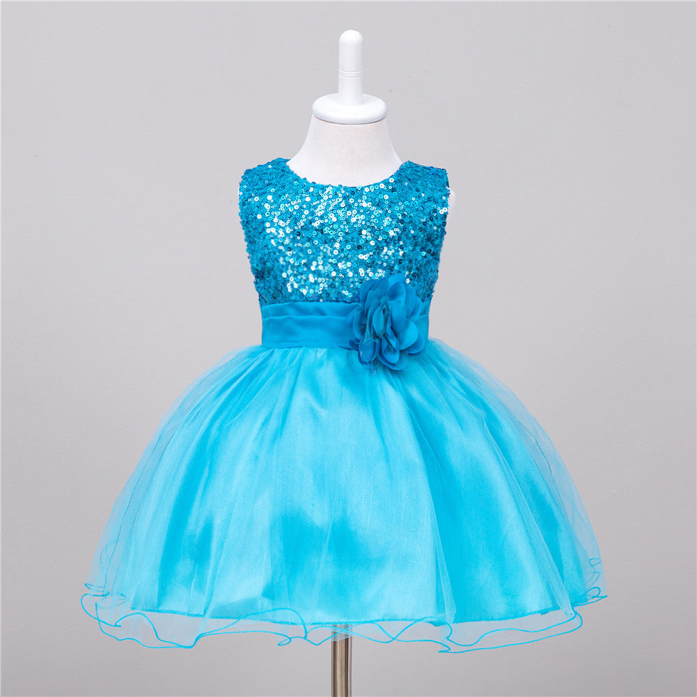 BTN Baby Sequin Princess Dress – Flower Girl, Wedding & Party Dress in 10 Colors - Baby Time Now