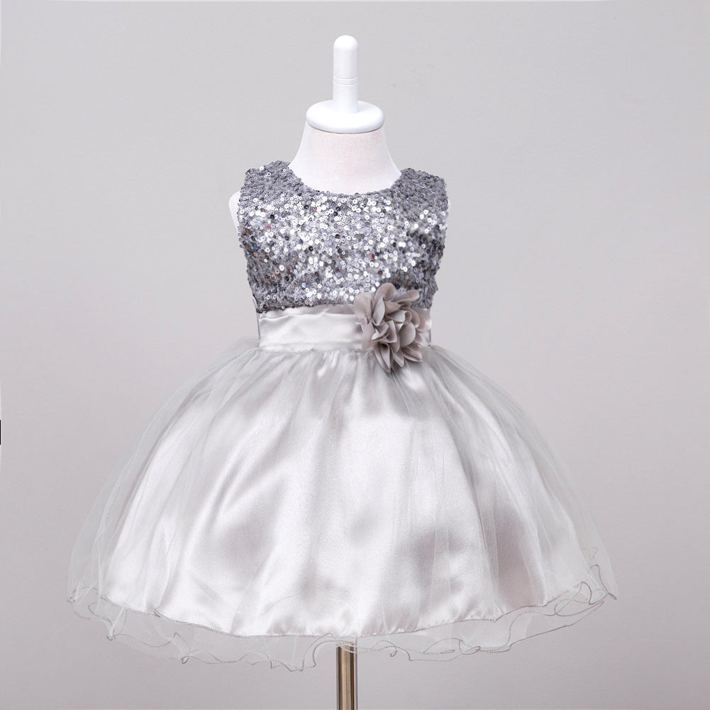BTN Baby Sequin Princess Dress – Flower Girl, Wedding & Party Dress in 10 Colors - Baby Time Now