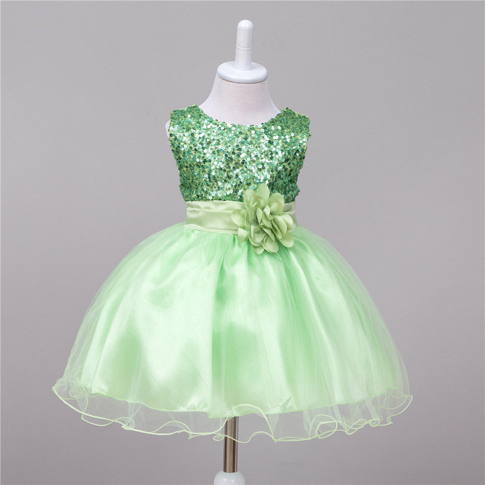 BTN Baby Sequin Princess Dress – Flower Girl, Wedding & Party Dress in 10 Colors - Baby Time Now