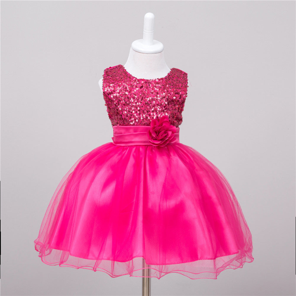 BTN Baby Sequin Princess Dress – Flower Girl, Wedding & Party Dress in 10 Colors - Baby Time Now