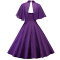 BTN Cape Shawl Two-Piece Doll Collar Dress – Mid-Length Cotton Blend Elegant Outfit - Baby Time Now