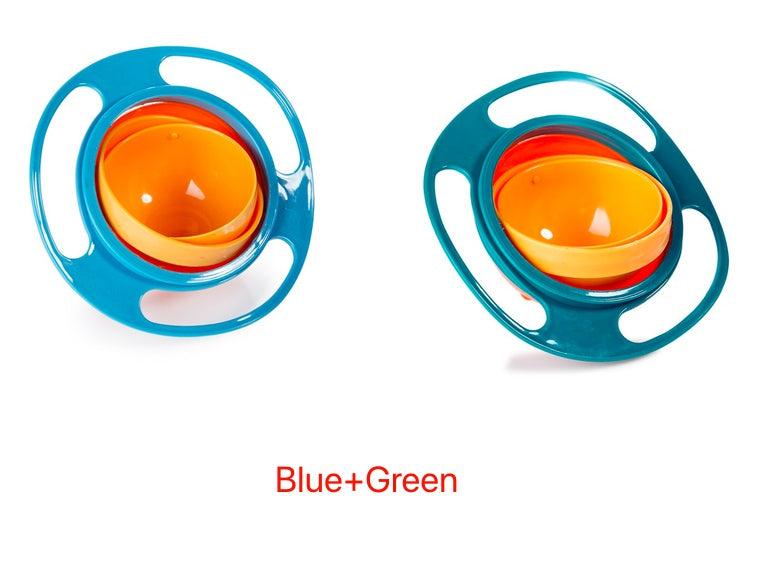 Two baby feeding cups with blue and green handles on a white background.