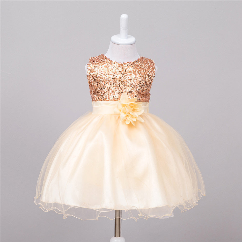 BTN Baby Sequin Princess Dress – Flower Girl, Wedding & Party Dress in 10 Colors - Baby Time Now