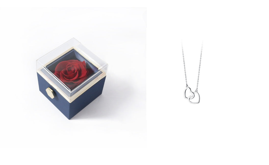 BTN Rotating Rose Jewelry Box – Elegant Acrylic Gift Box for Rings & Earrings - Baby Time Now