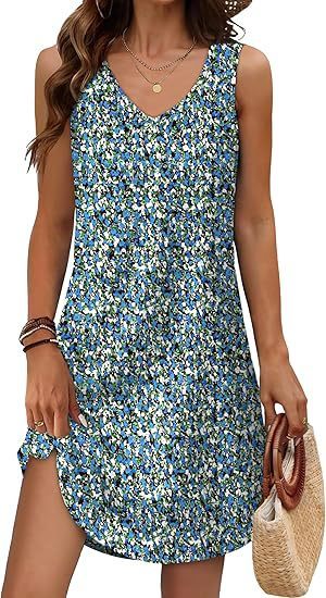 BTN Summer V-Neck Floral Dress – Loose Fit A-Line Style for Women (S–XXL) - Baby Time Now