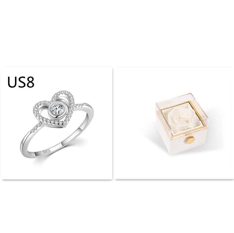 BTN Rotating Rose Jewelry Box – Elegant Acrylic Gift Box for Rings & Earrings - Baby Time Now