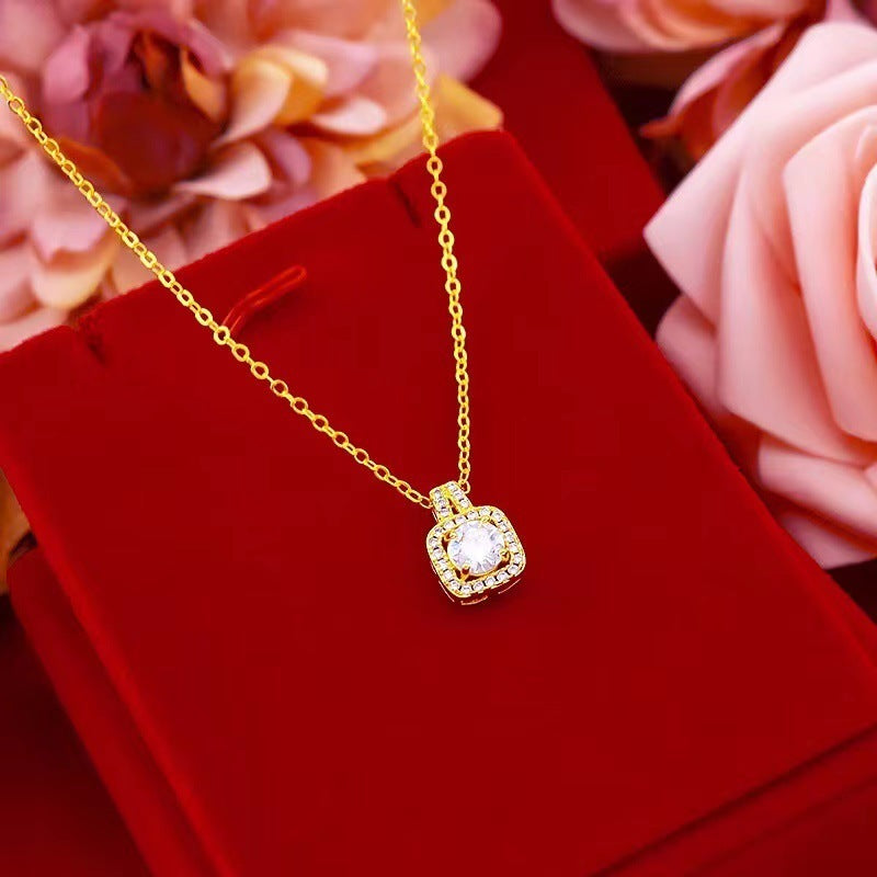 BTN Zircon Gem Jewelry Set – Gold Necklace, Earrings & Ring for Women - Baby Time Now