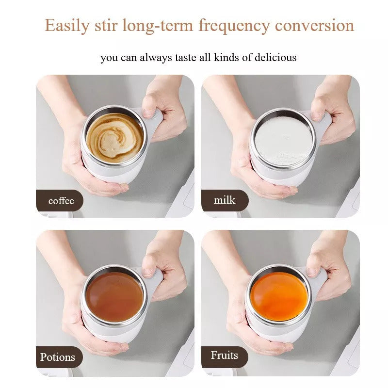 BTN Self-Stirring Coffee Cup – Rechargeable Magnetic Mixer Mug for Home & Office (400ml) - Baby Time Now